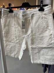 8784-BYMN Beyaz Regular Fit Keten Şort