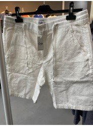 8784-BYMN Beyaz Regular Fit Keten Şort