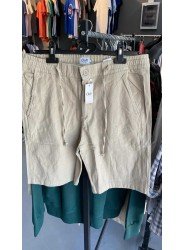 8785-BYMN A.Yeşil Regular Fit Keten Şort