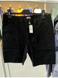 8786-BYMN Siyah Regular Fit Keten Şort
