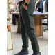 8788-BYMN Koyu Yeşil Regular Fit Keten Pantolon