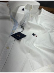 8791- Briva Comfort Fit Kırık Beyaz Garnili Pamuk Gömlek 
