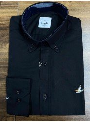 8816- BYMN Comfort Fit Siyah Pamuk Gömlek