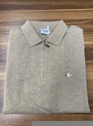 8819- BYMN A.Kahverengi Fermuarlı Polo Yaka Triko Kazak