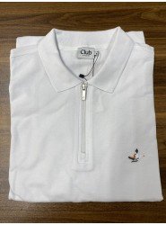 8820- BYMN Beyaz Yarım Fermuarlı Pike Kumaş Polo Yaka T-shirt
