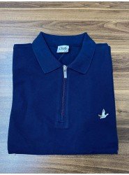 8822- BYMN Lacivert  Yarım Fermuarlı Pike Kumaş Polo Yaka T-shirt