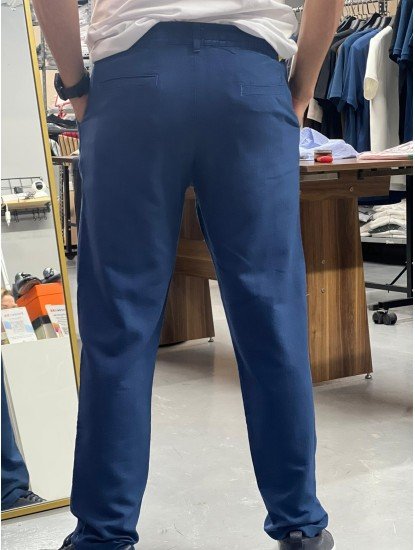 8834-BYMN İNDİGO TONA TON LOGO KETEN PANTOLON