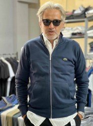 8836-LCST Lacivert Tam Fermuarlı Dik Yaka Sweath