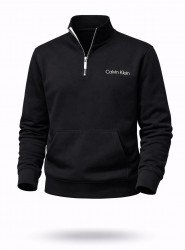 8837-CK Siyah Yarım Fermuarlı Calvin Klein Enjeksiyon Baskılı Pike Kumaş Sweath