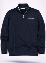 8838-CK Lacivert Yarım Fermuarlı Calvin Klein Enjeksiyon Baskılı Pike Kumaş Sweath