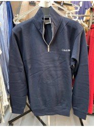 8838-CK Lacivert Yarım Fermuarlı Calvin Klein Enjeksiyon Baskılı Pike Kumaş Sweath