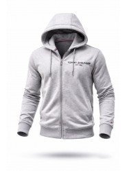 8859-TMY Gri Tam Fermuarlı Kapşonlu Sol Önde Nakış Logo Sweath