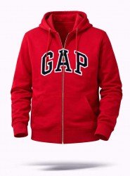 8872- Gap Kırmızı Tam Fermuarlı Kapşonlu Aplike Logo Sweath 