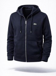 8875- LCST Lacivert Tam Fermuarlı Kapşonlu Nakış Logolu Sweath