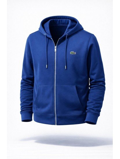 8878- LCST İndigo Tam Fermuarlı Kapşonlu Nakış Logolu Sweath
