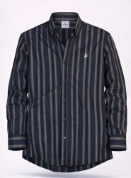 8899-BYMN Comfort Fit Lacivert Çizgili Pamuk Gömlek