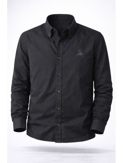 8929-Brooks Brothers Siyah Pamuklu Regular Fit Gömlek
