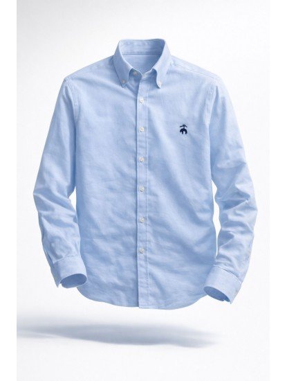 8930-Brooks Brothers Açık Mavi Pamuklu Regular Fit Gömlek