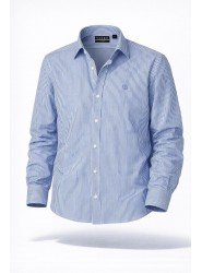 8973-VK Mavi Beyaz  Çizgili Tok Kumaş Comfort Fit Gömlek