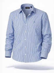 8973-VK Mavi Beyaz  Çizgili Tok Kumaş Comfort Fit Gömlek