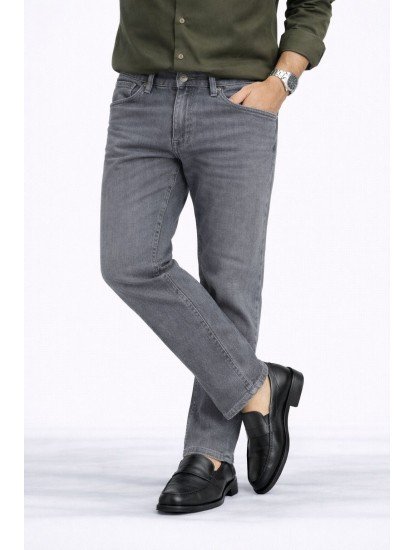 9023-BYMN Koyu Gri Rahat Kalıp Kot Pantolon
