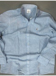 9271-BYMN Açık Mavi  Comfort Fit Keten Gömlek