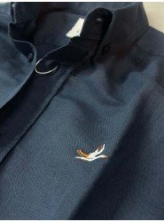 9272-BYMN Lacivert Comfort Fit Keten Gömlek