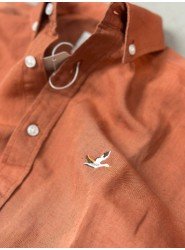 9274-BYMN Kiremit Comfort Fit Keten Gömlek