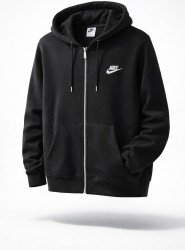 9083-NK Siyah Tam Fermuarlı Kapşonlu Sweath