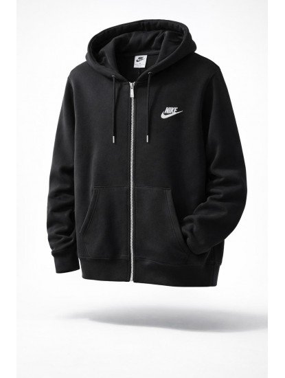 9083-NK Siyah Tam Fermuarlı Kapşonlu Sweath