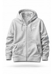 9084-NK Gri Tam Fermuarlı Kapşonlu Sweath