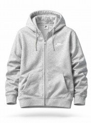 9084-NK Gri Tam Fermuarlı Kapşonlu Sweath
