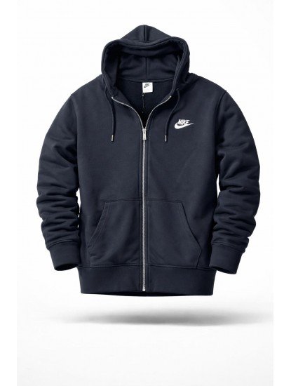 9085-NK Lacivert Tam Fermuarlı Kapşonlu Sweath