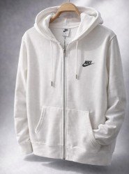 9086-NK Ekru Tam Fermuarlı Kapşonlu Sweath