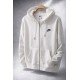 9086-NK Ekru Tam Fermuarlı Kapşonlu Sweath