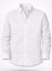 9098-BYMN Beyaz Tona Ton Logolu Comfort Fit  Gömlek