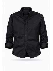 9100-BYMN Siyah Tona Ton Logolu Comfort Fit  Gömlek