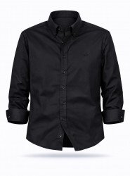 9100-BYMN Siyah Tona Ton Logolu Comfort Fit  Gömlek
