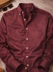 9101-BYMN Bordo Tona Ton Logolu Comfort Fit  Gömlek