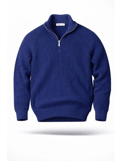 9106-CECE Lacivert Yarım Fermuarlı  Kazak