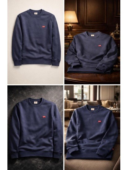 9113-LVS Antrasit Sıfır Yaka Şardonsuz Slim Fit Sweath