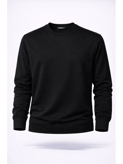 9114-NTW Siyah Sıfır Yaka Modal Kumaş Sweath