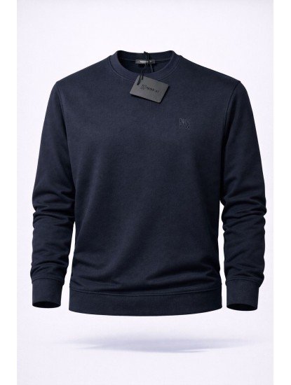 9115-NTW Lacivert Sıfır Yaka Modal Kumaş Sweath