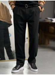 9118-Ego Siyah Pileli Toka Detaylı Pantolon