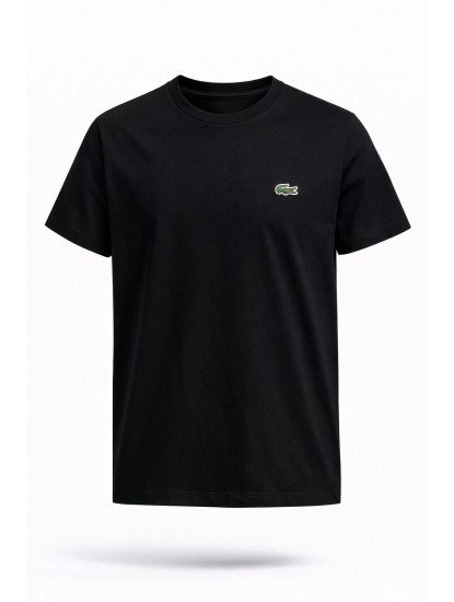 9120-LCST Siyah Logo Nakışlı Bisiklet Yaka Tshırt