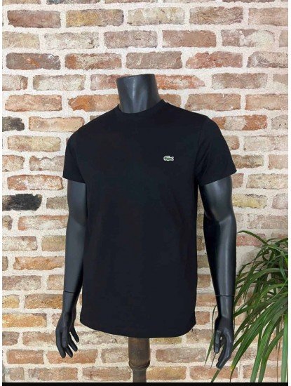 9120-LCST Siyah Logo Nakışlı Bisiklet Yaka Tshırt