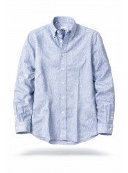 9125-JC Mavi Keten Comfort Fit Gömlek