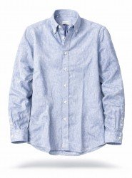 9125-JC Mavi Keten Comfort Fit Gömlek