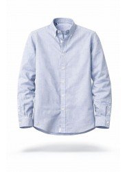 9125-JC Mavi Keten Comfort Fit Gömlek