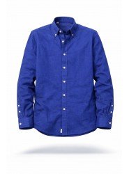 9128-Jacob Cohen Sax Mavisi Keten Comfort Fit Gömlek